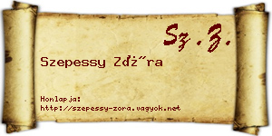 Szepessy Zóra névjegykártya